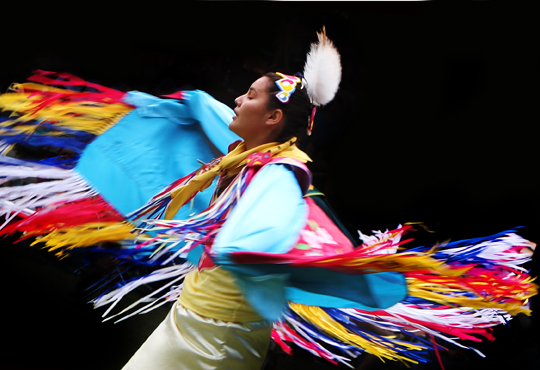 Fancy shawl dancer at Kamloopa-Powwow