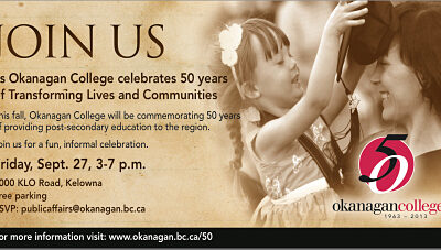 Okanagan College celebrates 50 years Sept 27