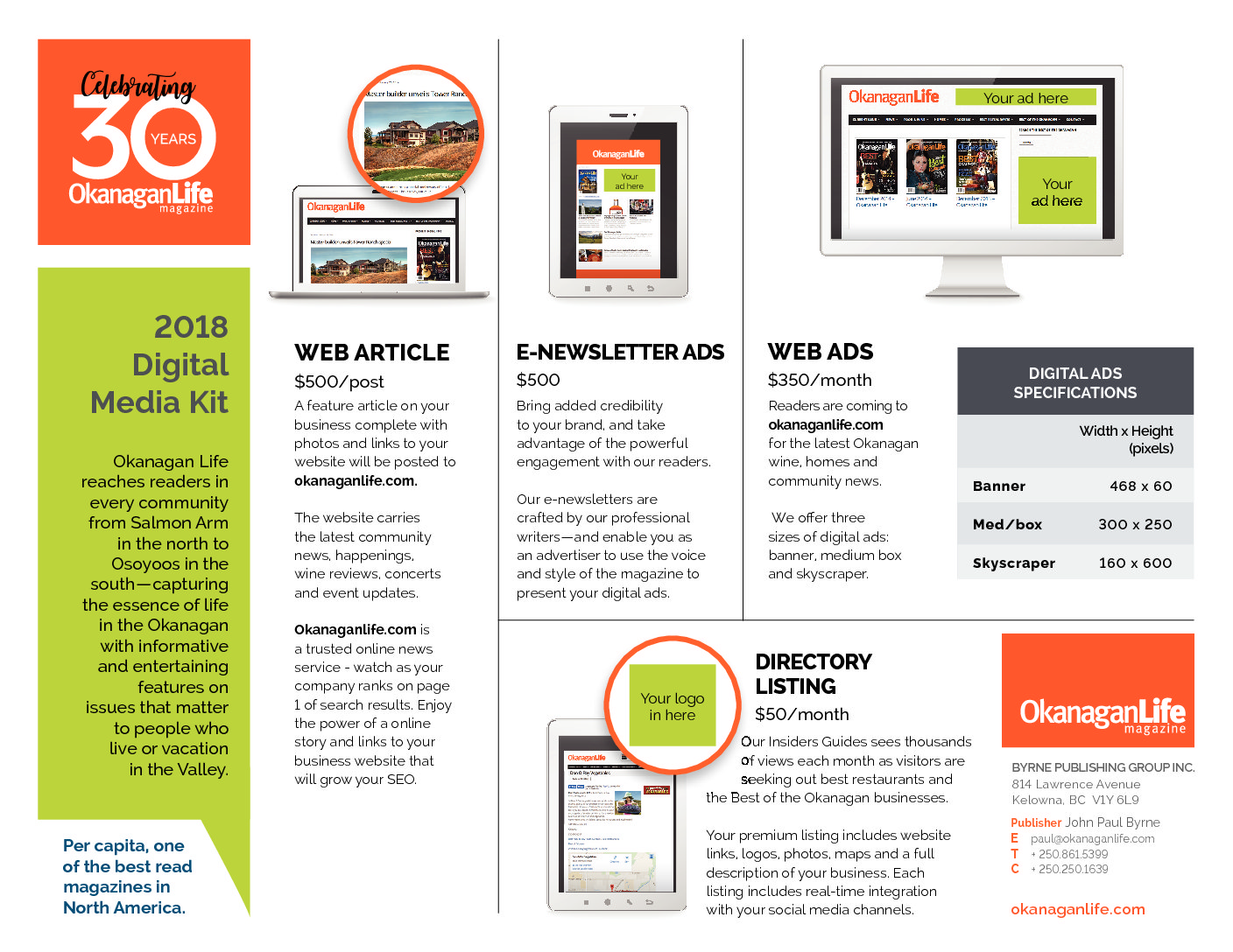Digital ads on Okanagan Life
